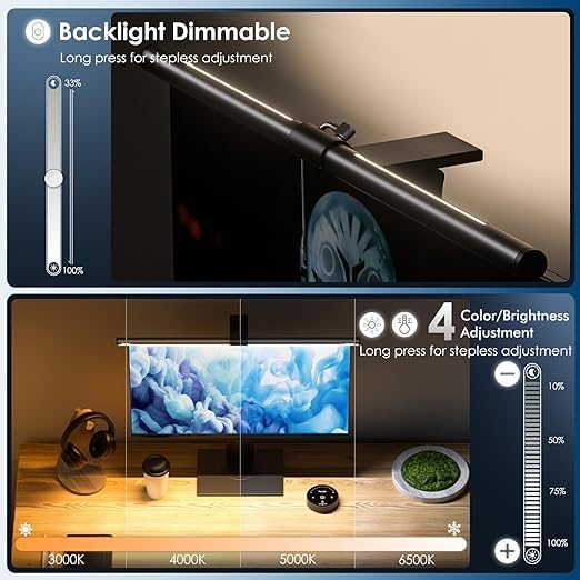 Quntis Curved Monitor Lampe mit Hintergrundbeleuchtung Fernbedienung, 40cm Monitor Light Bar zum Augenschutz, USB Bildschirmlampe PC Bürolampe dimmbar, LED Schreibtischlampe für Home Office Computer