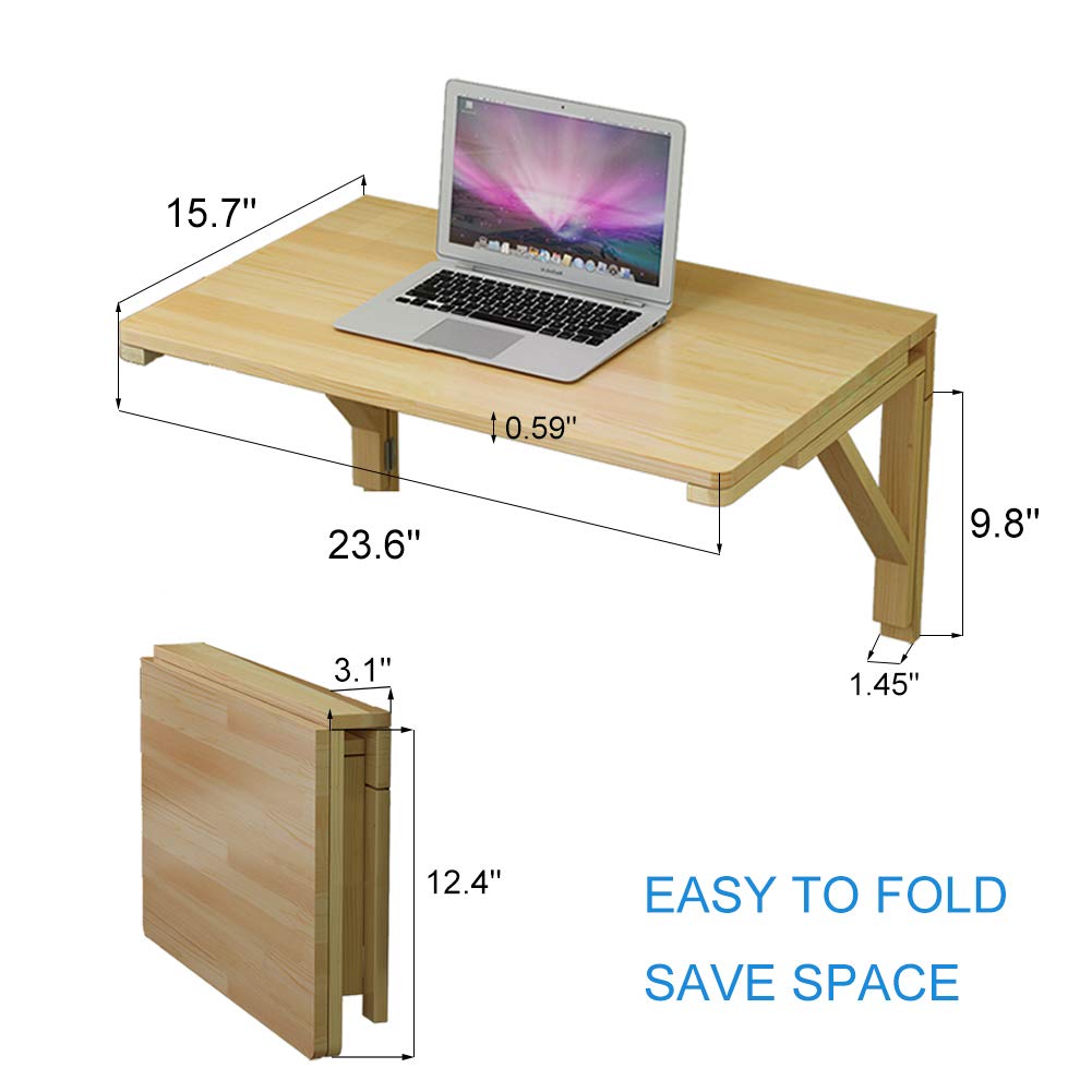 MM MELISEN Klapptisch, Kleiner, Platzsparender Schwimmender Schreibtisch, Zusammenklappbarer Computertisch Aus Massivholz, an der Wand Montierter für Arbeitszimmer, KüChe, WäScherei Usw
