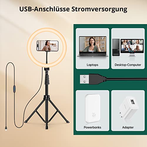 ATUMTEK 12" Selfie-Ringlicht mit 63" Ausziehbarem Stativ, Selfie-Licht mit Handyhalter und Bluetooth-Fernbedienung, Dimmbares LED-Ringlicht für Streaming, TikTok, Zoom, Vlogging, YouTube usw.