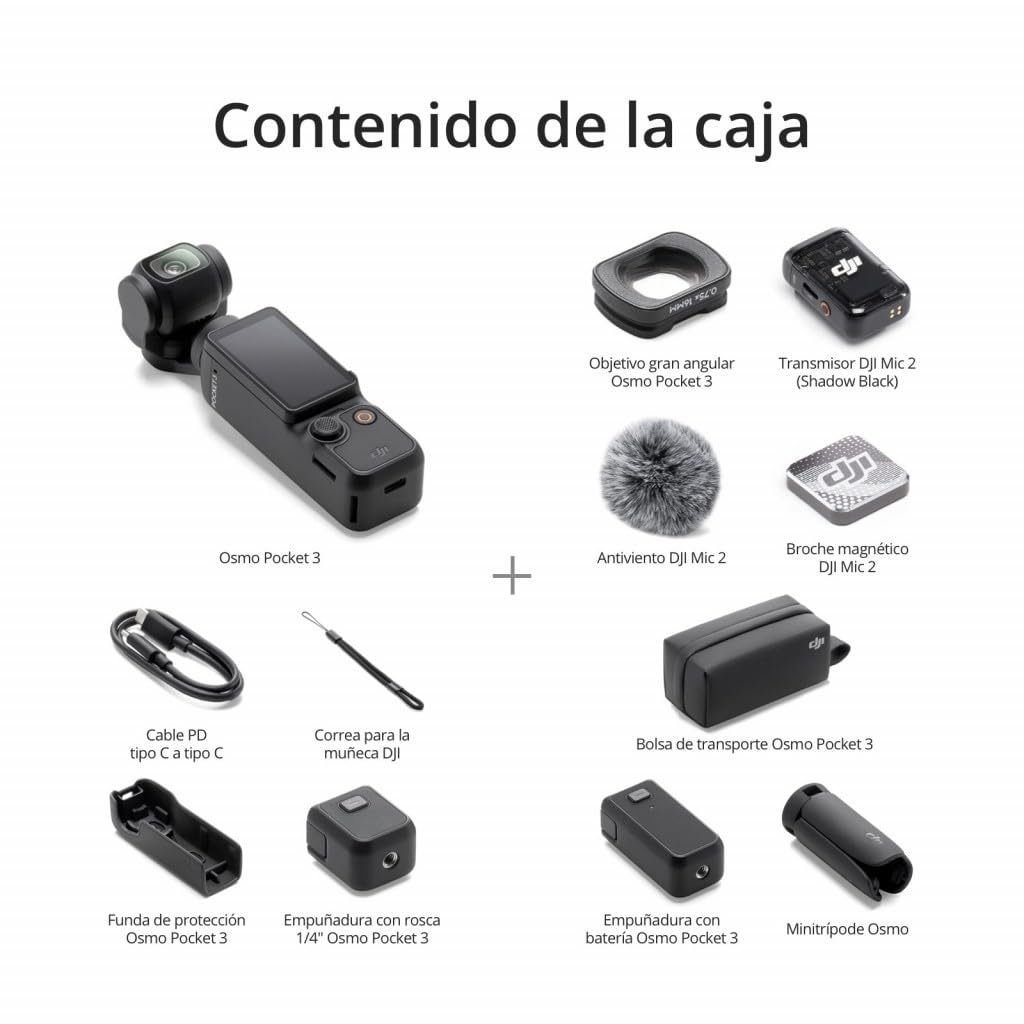 DJI Osmo Pocket 3 Kreativ Combo, vlog kamera 4K mit 1-Zoll-CMOS und 4K/120 fps Video, 3-Achsen-Stabilisierung, digital kamera, schnelles Scharfstellen, inkl. Mikrofon für klaren Ton, YouTube
