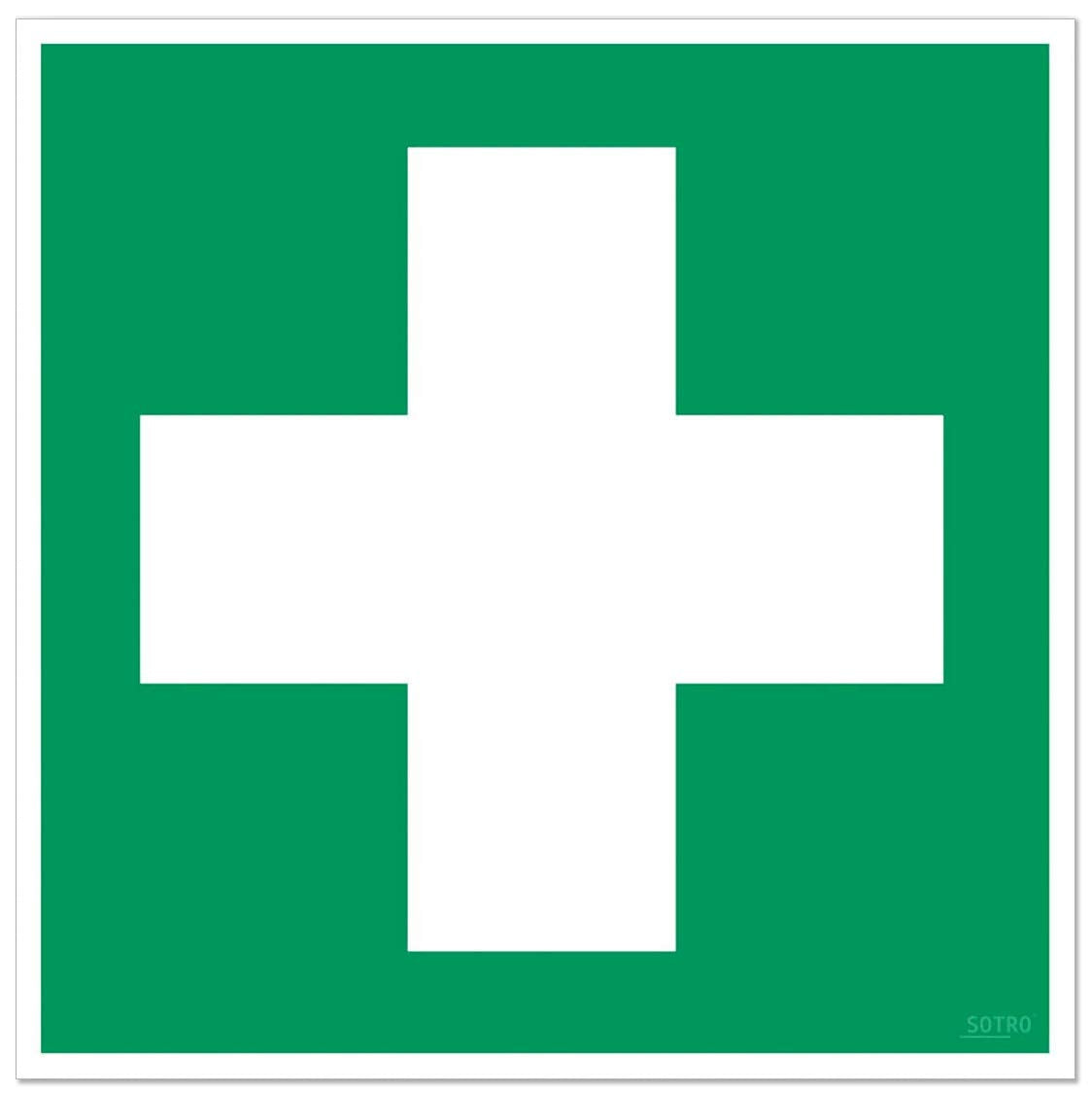 Erste Hilfe Aufkleber Sticker Zeichen Grünes Kreuz Hinweisschild, 10 St. 10x10 cm