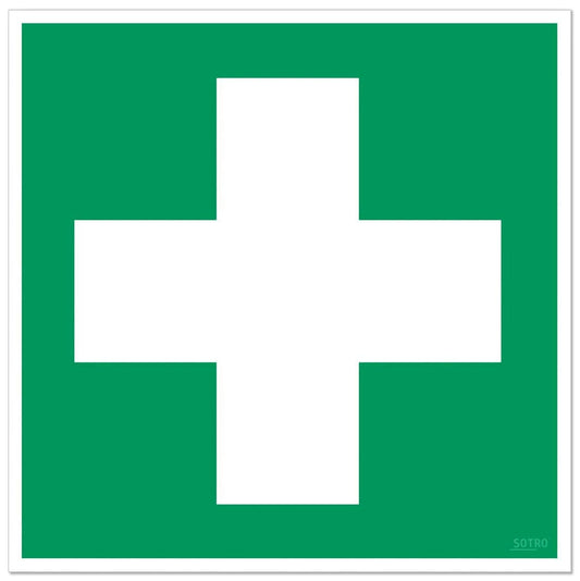 Erste Hilfe Aufkleber Sticker Zeichen Grünes Kreuz Hinweisschild, 10 St. 10x10 cm