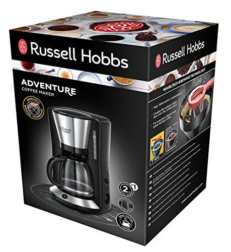 Russell Hobbs Kaffeemaschine [Brausekopf für optimale Extraktion&Aroma] Adventure (max 10 Tassen, 1,25l Glaskanne, Warmhalteplatte, Abschaltautomatik, Tropf-Stopp, 1100W) Filterkaffeemaschine 24010-56