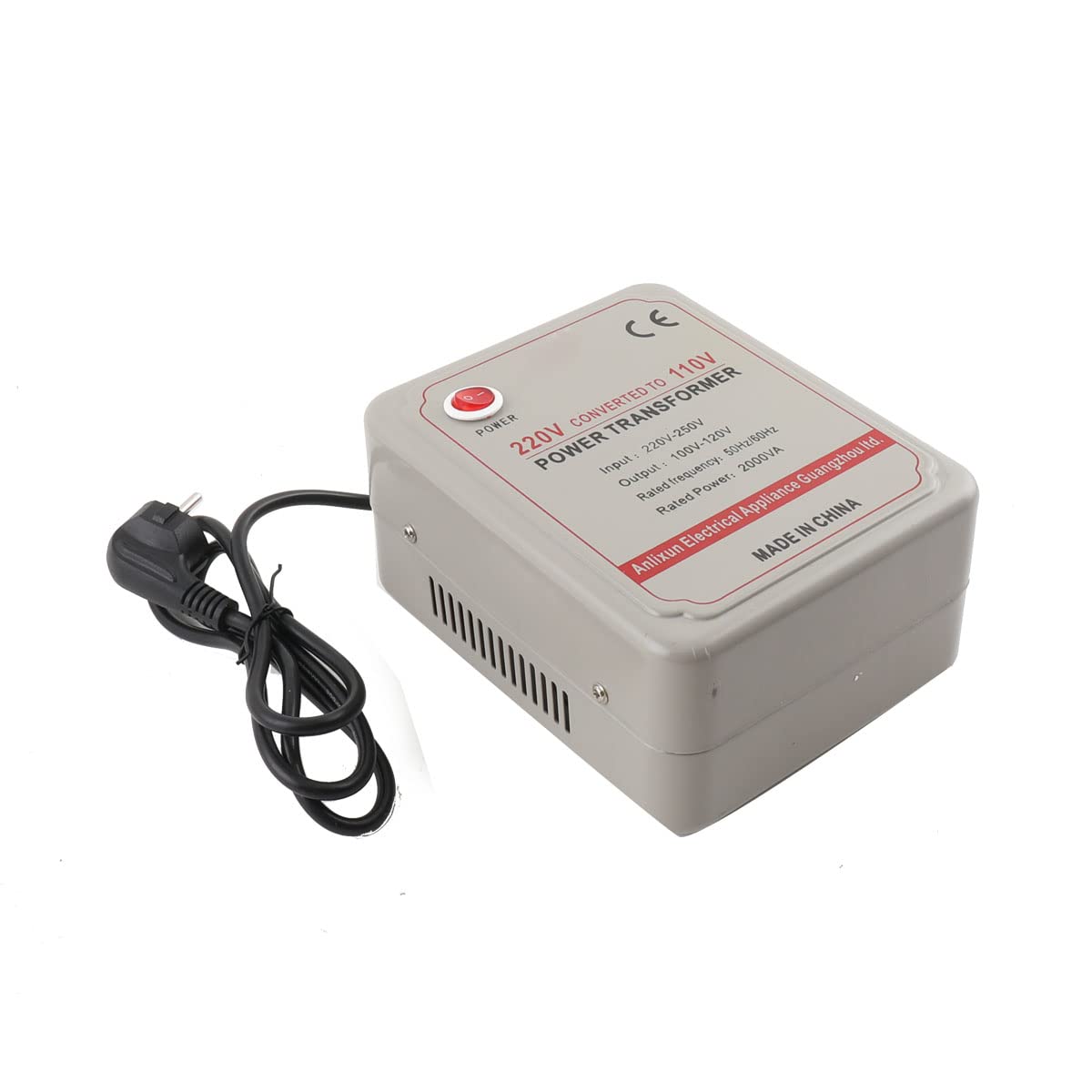 TABODD 220V auf 110V Spannungswandler, 2000W Step Down Wandler Spannung Watt Leistungswandler von Europa nach USA, Spannungswandler mit Leistungsschalter für Home Office