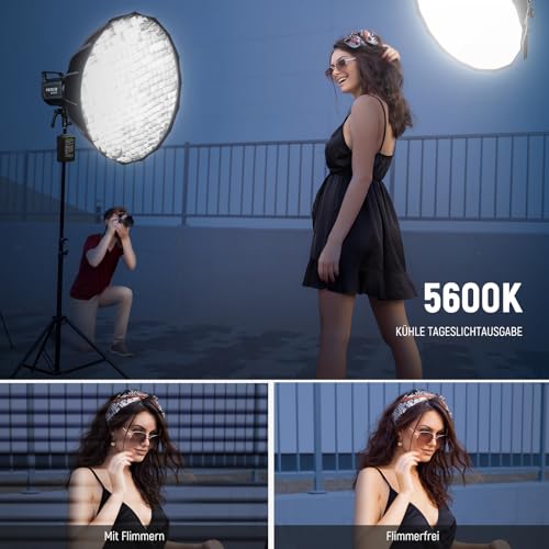 NEEWER COB LED Videoleuchte, 2,4G/APP Steuerung, 5600K Tageslicht, Dauerlicht mit Bowens Halterung, 