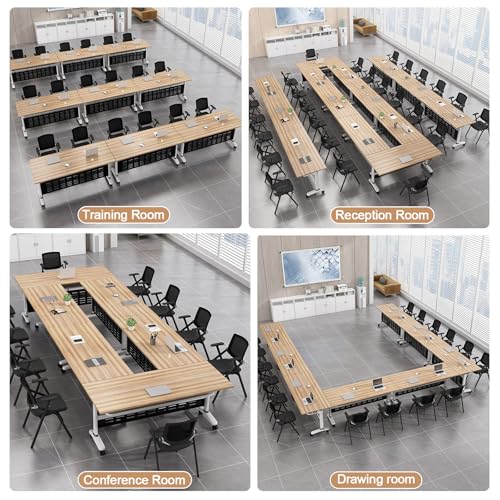 Moderner klappbarer Konferenztisch mit leisen Rädern, tragbarer mobiler Trainingstisch für Konferenzräume und Trainingsräume, rechteckig, Konferenz-Seminar-Tisch (55,1 x 23,6 x 29 cm)