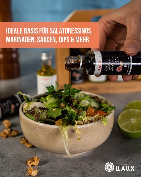 LAUX Essig Öl Geschenkbox - 5 Sorten im Set: Olivenöl, Walnussöl, Balsam & Aperitif - Für Salate Oder Herzhafte Gerichte - Grill Geschenk Set für Sie & Ihn (5 x 40ml)