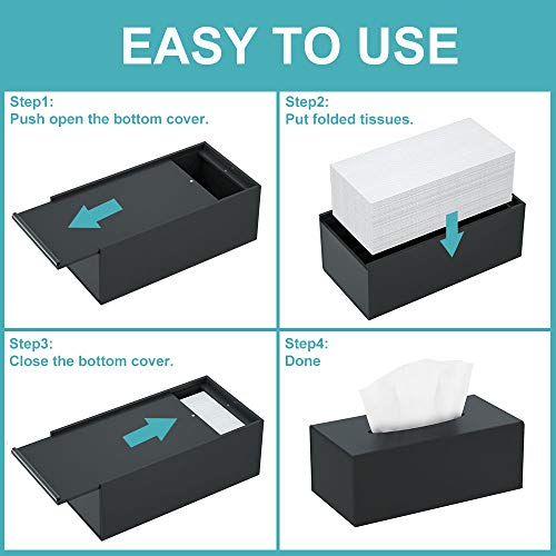 HIIMIEI Kosmetiktücherbox, 25.0×13.0×9.0 cm Acryl Taschentuchbox | Tissue Box mit Magnetabdeckung für Esszimmer Badezimmer Schlafzimmer Auto Büro - Mattschwarz