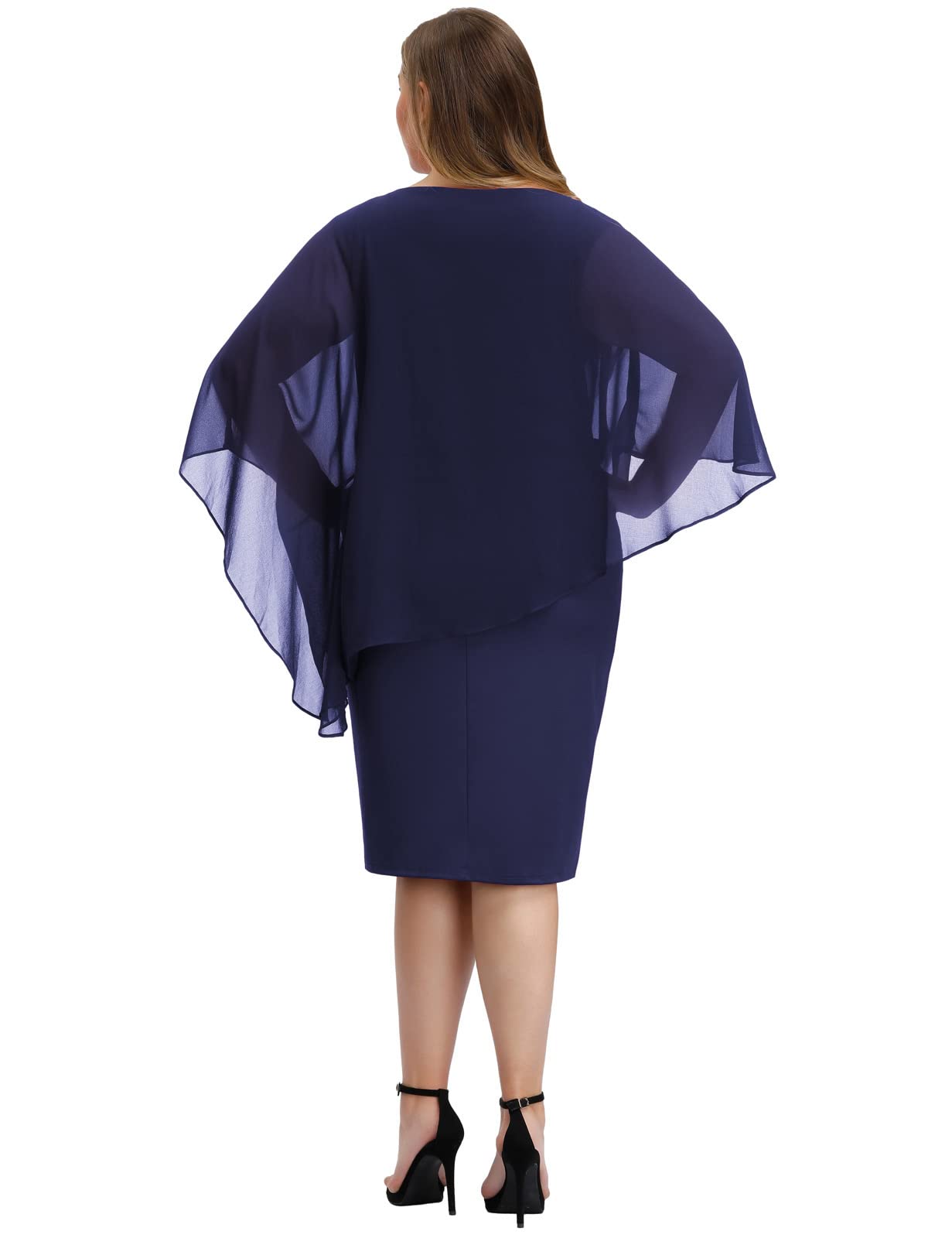 Hanna Nikole Female Plus Size Vintage Cocktailkleid Festliche Kleider mit Reißverschluss Navy Blau XL