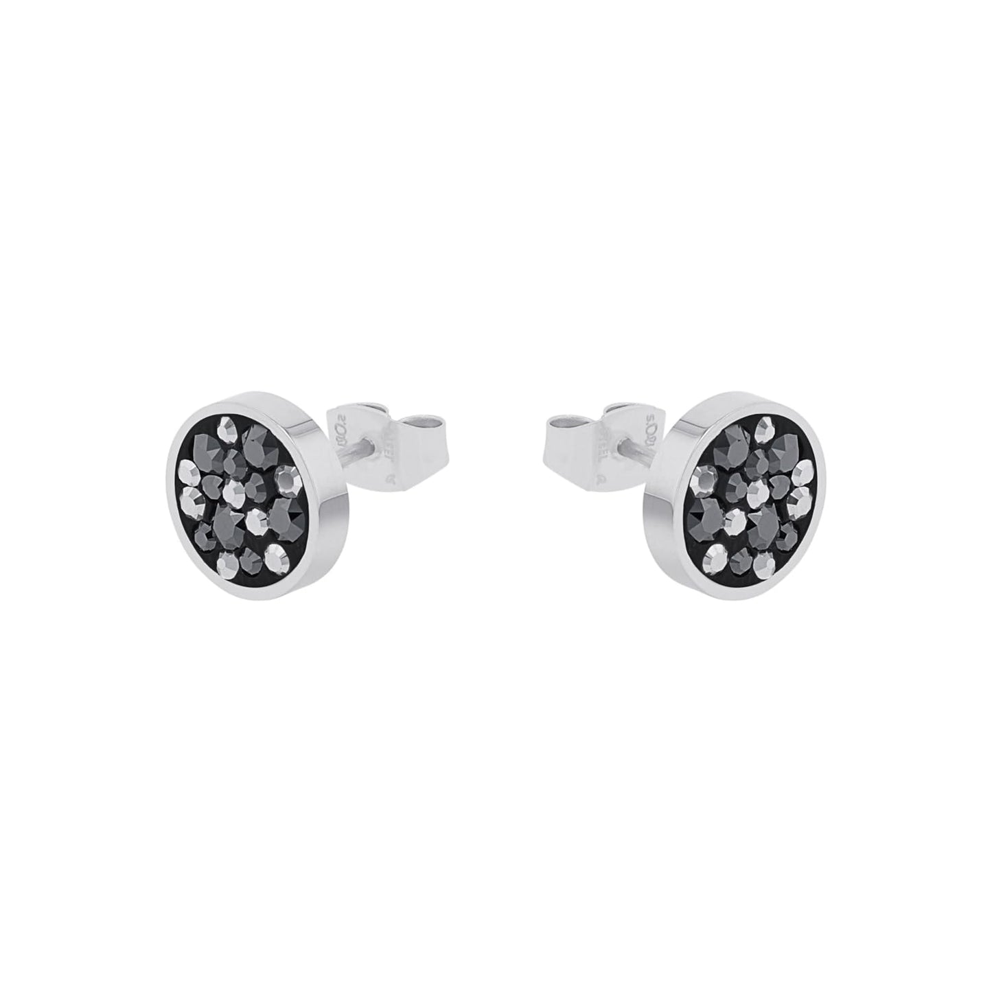 s.Oliver Ohrstecker Edelstahl Damen Ohrschmuck, mit Kristall, 1 cm, Grau, Kommt in Schmuck Geschenk Box, 9239467