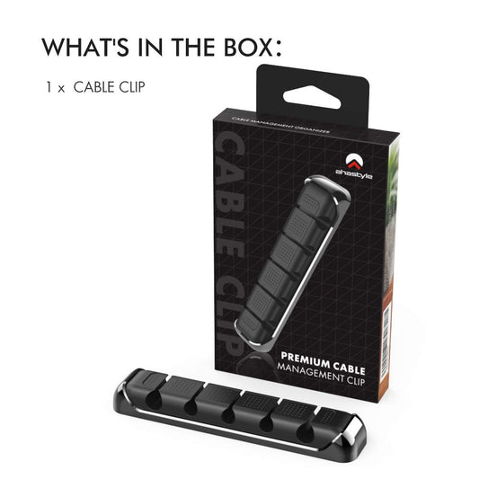 AHASTYLE Kabelhalter Kabel Organizer mit 5 Steckplätzen Kabelmanagement Schreibtisch Kabelclip Organisation für Büro Zuhause und Auto USB-Kabel/Netzkabel/Draht (Schwarz)