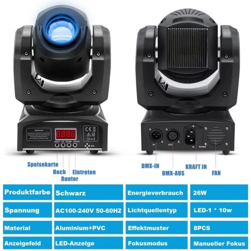 HOLDLAMP Moving Head LED Bühnenlicht Beam dmx512 Partylichter Wash Spot Licht Lampe 8 Muster Lichtef
