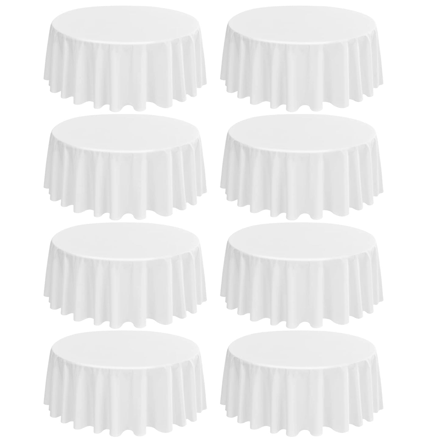 LYAFS Runde Tischdecke, 228 cm, Polyester, Wachstuch Tischdecke für runde Tische, hochwertige waschbare Stoff-Tischdecke für Hochzeit, Party, Bankett, Restaurant, Empfang, 8 Stück