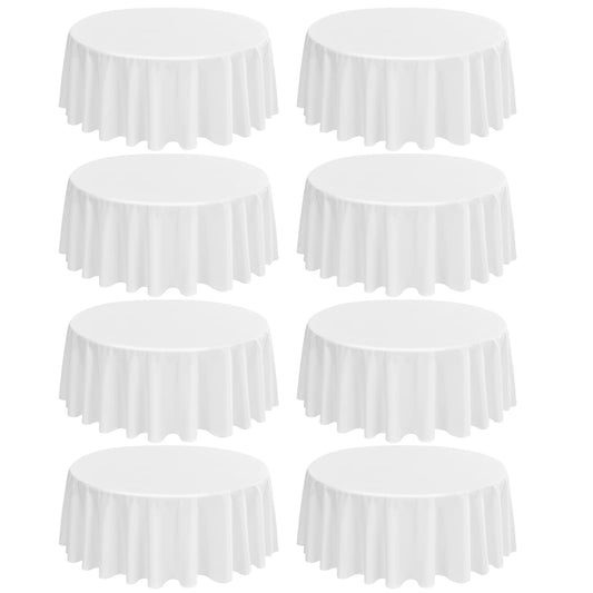 LYAFS Runde Tischdecke, 228 cm, Polyester, Wachstuch Tischdecke für runde Tische, hochwertige waschbare Stoff-Tischdecke für Hochzeit, Party, Bankett, Restaurant, Empfang, 8 Stück