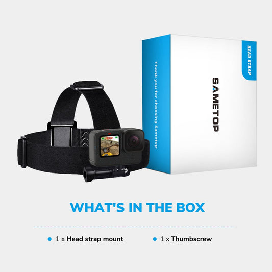 Sametop Kopfhalterung Kopfgurt Kopfband Head Strap Kompatibel mit GoPro Hero 13 12 11 10 9 8 7 6 5 Session Max DJI Osmo Action Kameras