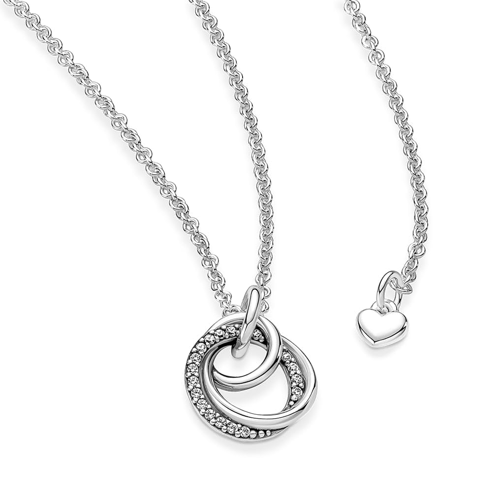 PANDORA Moments Familie Für Immer Verschlungener Anhänger Halskette mit Karabiner-Verschluss aus Sterling-Silber, Kompatibel Moments Armbänder, Größe: 60cm