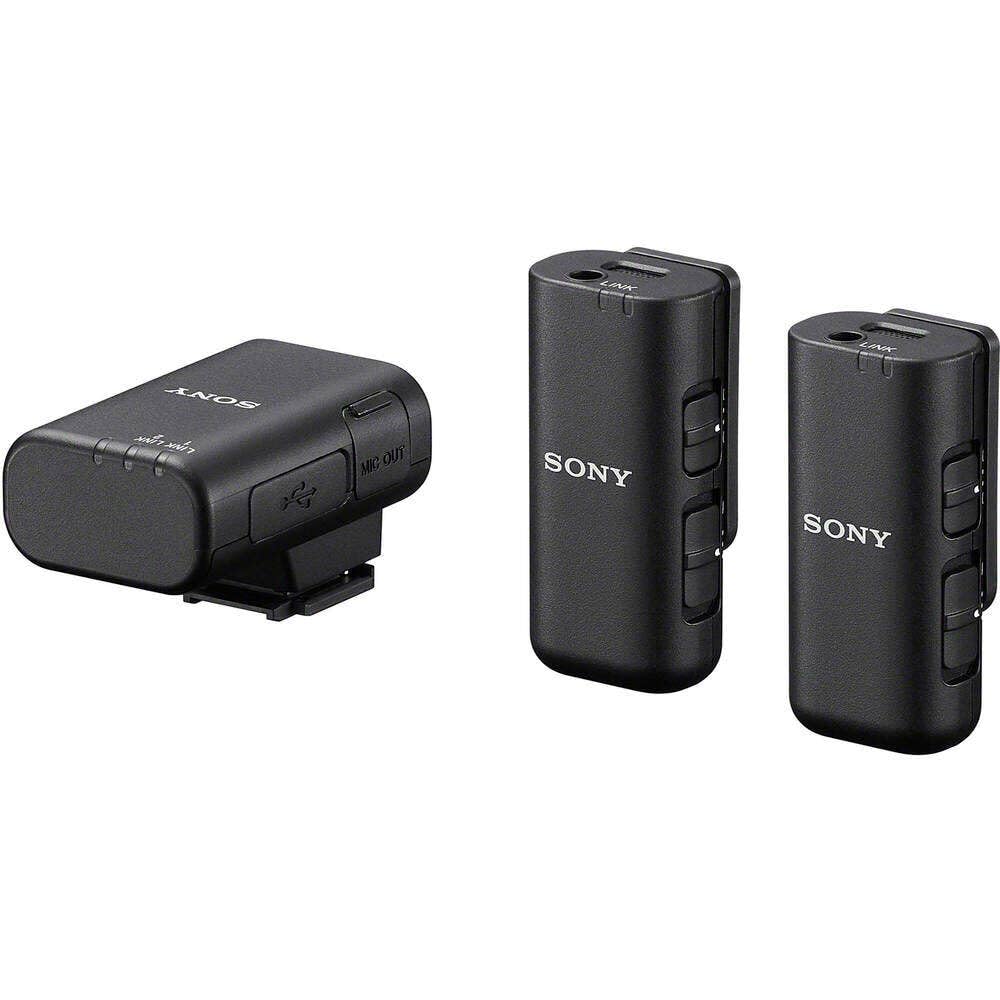 Sony ECM-W3, 2 Sender, 1 Empfänger, Ladestation, Kabelloses Mikrofon, Rauschunterdrückung, 150m Reichweite, Ideal für Kameras, Smartphones, Podcast, Streaming, Interviews