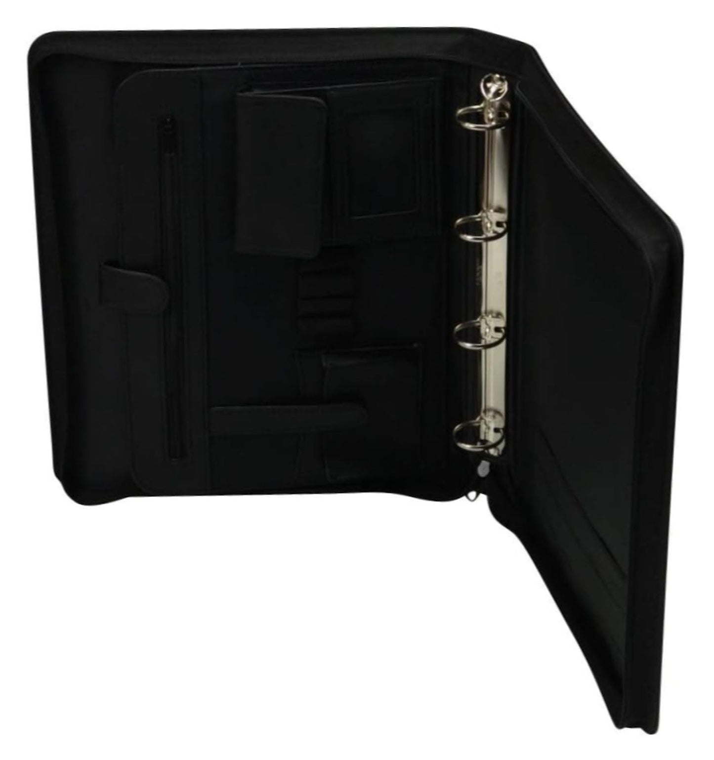 ALASSIO 30025 Tagungsmappe A4 Arezzo, Konferenzmappe mit Ringmechanik, Multifunktionstasche, Dokumententasche, Geschäftstasche aus FINEtouch-Lederimitat, Businesstasche schwarz ca. 36 × 30 × 6 cm
