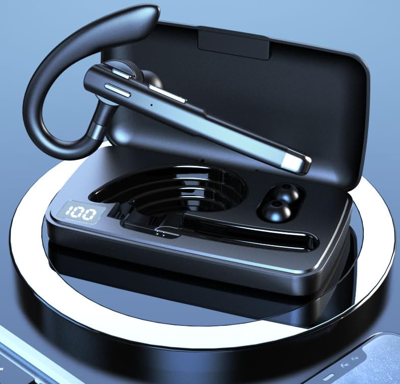 Euakee Bluetooth Headset Wireless Freisprech Telefon, Freisprechanlage Bluetooth Ohrhörer mit CVC 8.0 und ENC Dual Mic Geräuschunterdrückung, Dual Mic V5.0 Freisprech-Bluetooth-Ohrhörer