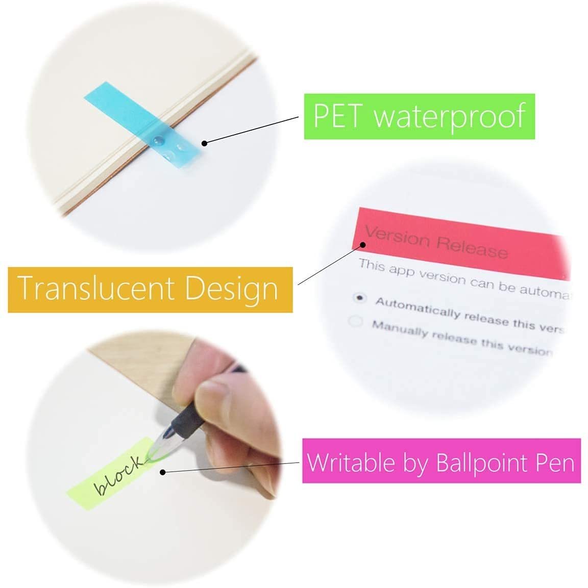 OWLKELA Haftstreifen 720 Stück, klebezettel,Pfeilflaggen-Tabs selbstklebend, Haftnotizen zum Markieren und Hervorheben von Seiten [3 Designs, 10 Farben] Schreibbar, Repositionierbar