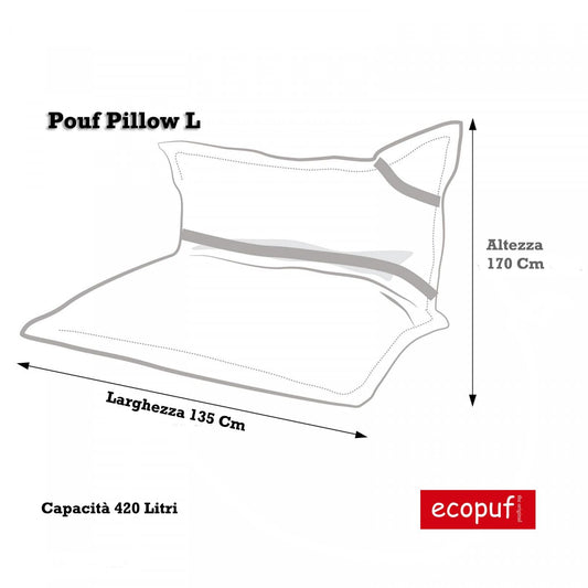 Ecopuf Sitzsack aus Polyester, wasserdicht, Größe L, Sitzsack für den Außenbereich, Füllung aus Polystyrolperlen, 170 x 135 cm