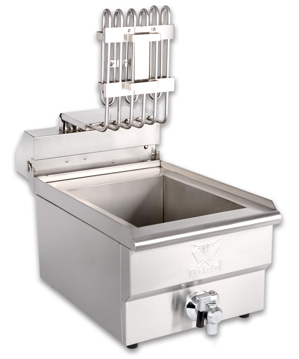Beeketal BWF-161 Profi Kaltzonen-Fritteuse, 16L Edelstahl Gastro Fritteuse für Imbiss, mit 11L Ölmenge, Doppelheizung und Ablaufhahn