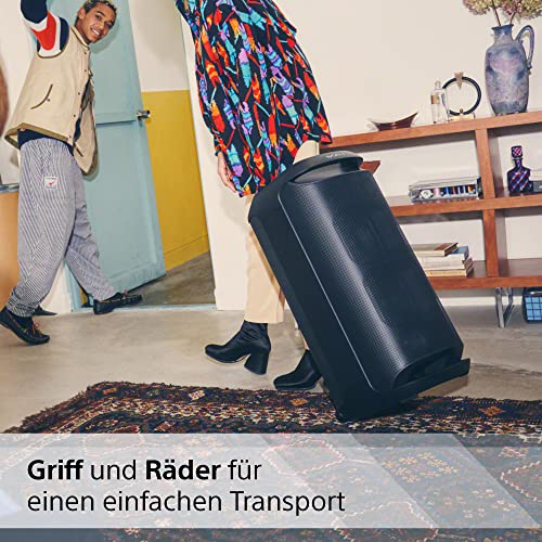 Sony SRS-XV800 - Bluetooth, Party Box Lautsprecher, Kraftvoller 360° Sound, tragbar, 5 Front-/2 Rücklautsprecher, MEGA Bass, 25h Akkulaufzeit, LED Licht, IPX4 wasserdicht, Schnellladung– Schwarz