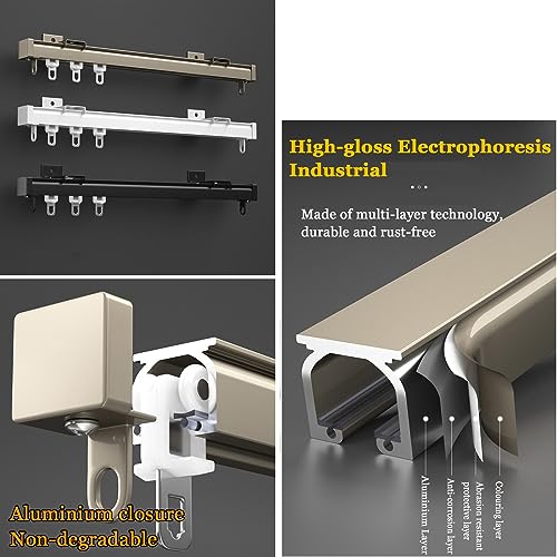 Heavy-Duty Vorhangschiene mit Rollen - 50cm bis 600cm verstellbare Decken- und Wandmontageschienen für Wohnzimmer, Schlafzimmer, Home Office und Raumteiler
