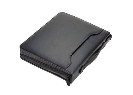 ALASSIO 30025 Tagungsmappe A4 Arezzo, Konferenzmappe mit Ringmechanik, Multifunktionstasche, Dokumententasche, Geschäftstasche aus FINEtouch-Lederimitat, Businesstasche schwarz ca. 36 × 30 × 6 cm