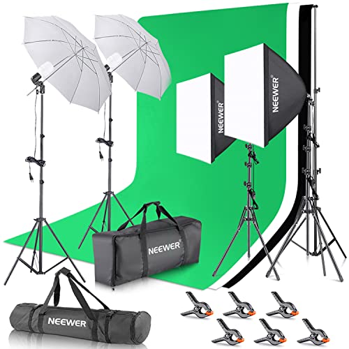 NEEWER Fotostudio Set mit Hintergrund Fotografie: 8,5ftx10ft Hintergrundsystem, 800W äquivalente 570