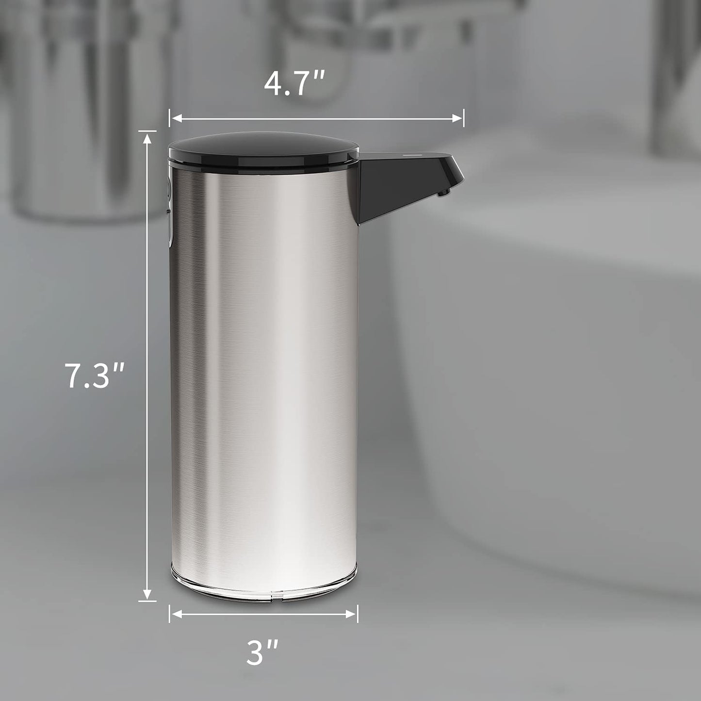 AIKE Seifenspender Automatisch Edelstahl mit Sensor Infrarot, 280ml Berührungsloser Automatischer Seifenspender USB-Aufladung
