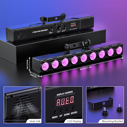Fieryzeal LED Bar Wallwasher 9 x 6W LED RGBW Strahler Discolicht Partylicht Bühnenlicht Lichteffekte dmx Controller Musikgesteuert Strobe Beleuchtung mit Fernbedienung für DJ Party Outdoor, 1 Stück