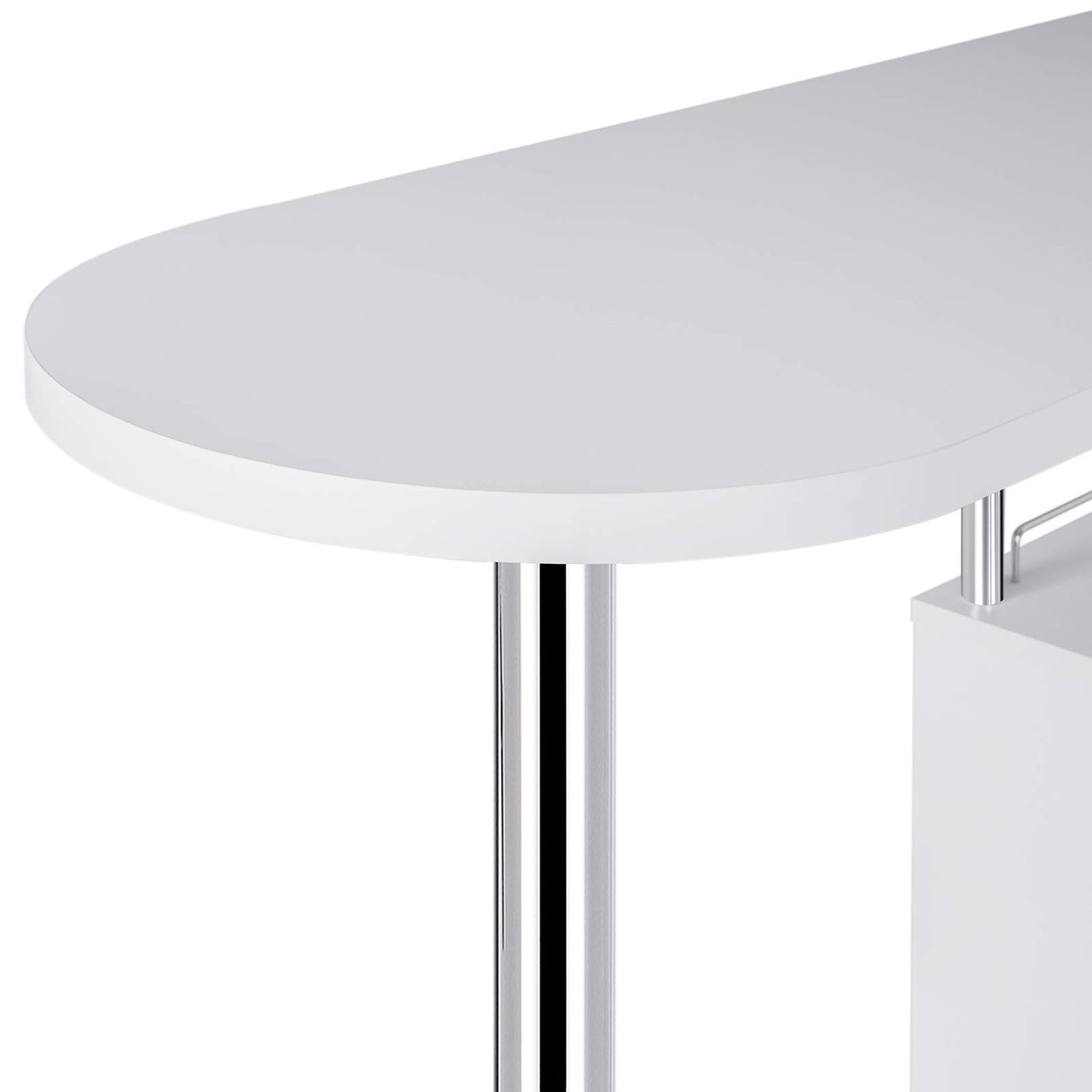 WOLTU Bartisch Stehtisch Bistrotisch Bartheke Tresentisch, mit 3 Ablagefläche, mit Weinregale, Metall, MDF, Weiß, 113x40x105cm(BxTxH)