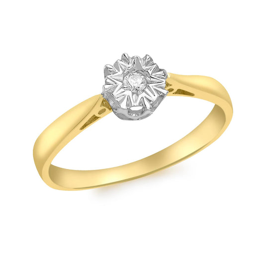 Carissima Gold Damen-Ring 9 kt (375) Gelbgold Rundschliff Diamant 54 (17.2)