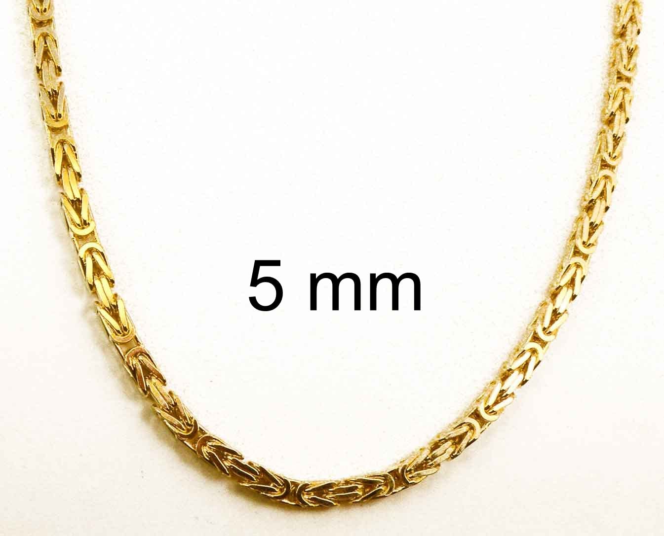 Byzantiner Königskette 18kt vergoldet 5mm Länge 60cm, Halskette Herren-Kette Goldkette Damen Geschenk Schmuck ab Fabrik Italien tendenze