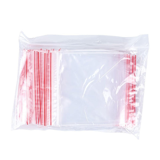 OFFICER PRODUCTS Zip Beutel Druckverschluss 4 x 6 cm / 100 Stück (1er Pack)/ Transparent Glasklar/Druckverschlussbeutel Zip Set/Zipper-Beutel/Polybeutel/aus Fester LDPE-Folie Lebensmittelecht