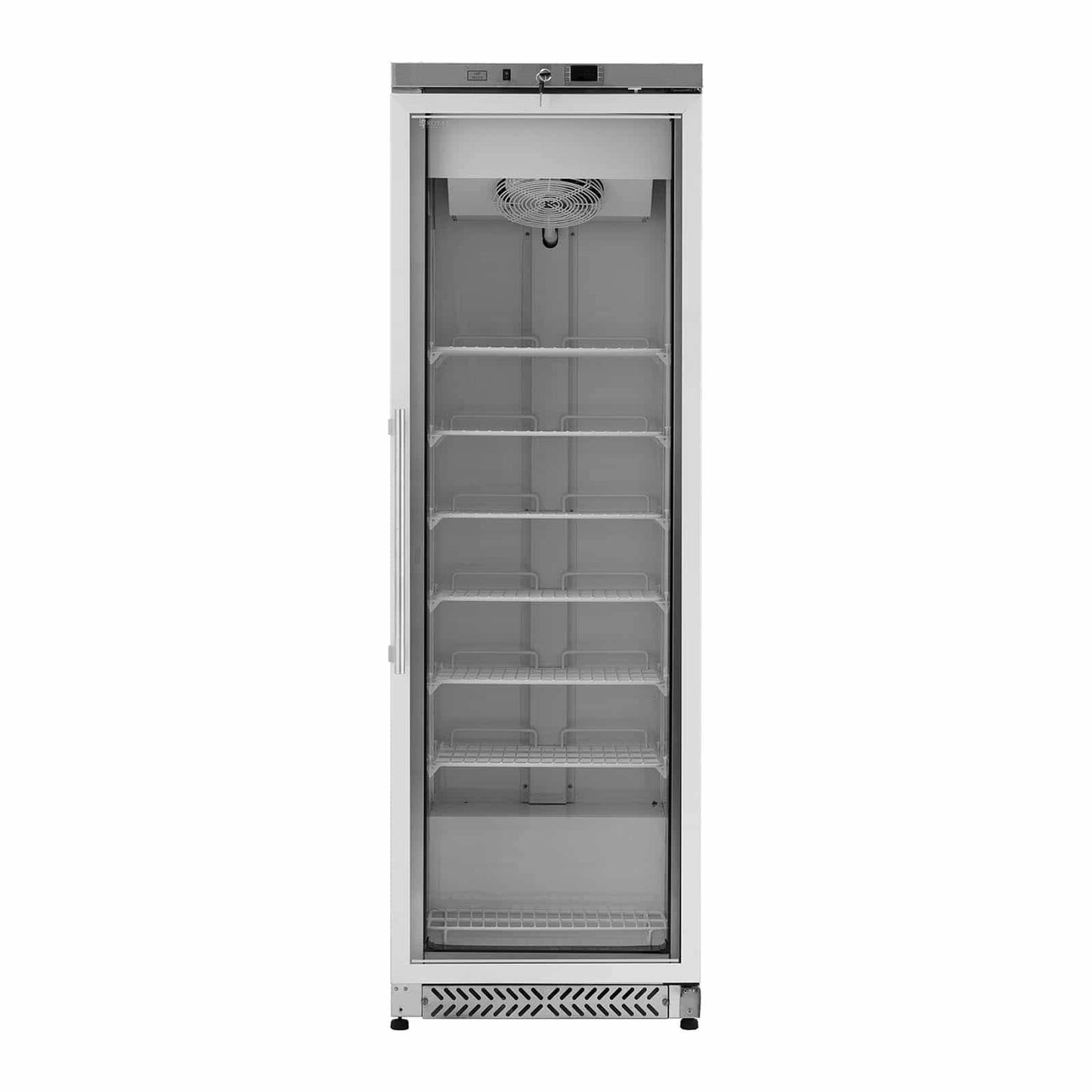 Royal Catering RCLK-F380G Gefrierschrank 380 L 425 W Glastür Silbern Kältemittel R290 Tiefkühlschrank Gefrierschrank groß