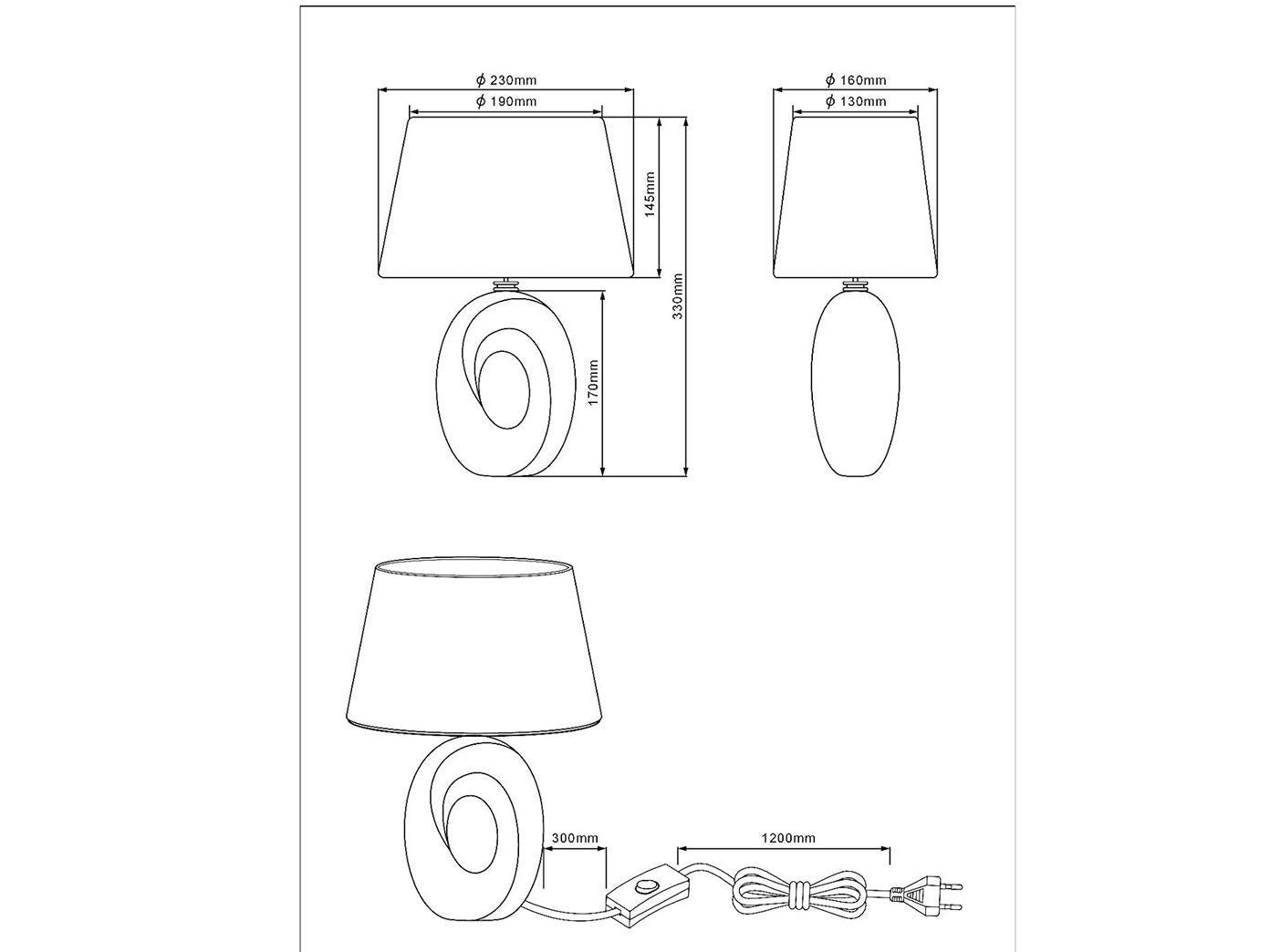 Reality Leuchten Taba R50511079 Tischleuchte, Keramik, Stoffschirm Schwarz/Goldfarbig, Höhe 33cm