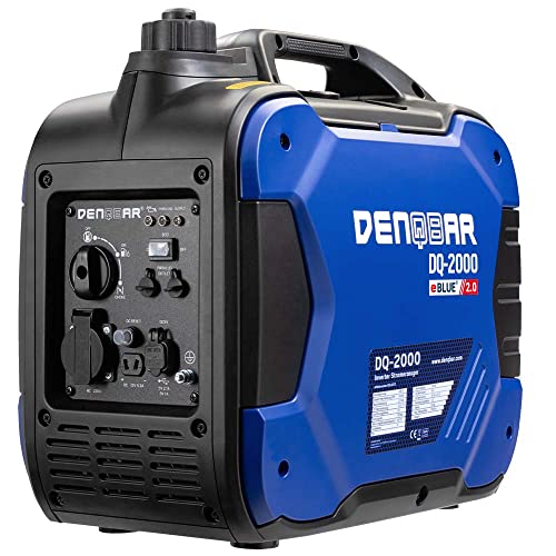 DENQBAR Inverter Stromgenerator DQ-2000 2000W Benzin Stromerzeuger mit 230V, USB Fast-Load, Superleise, 4-Takt Motor, tragbar - Für Camping, Outdoor, Baustelle, Reise, Wohnmobil und Notstromaggregat