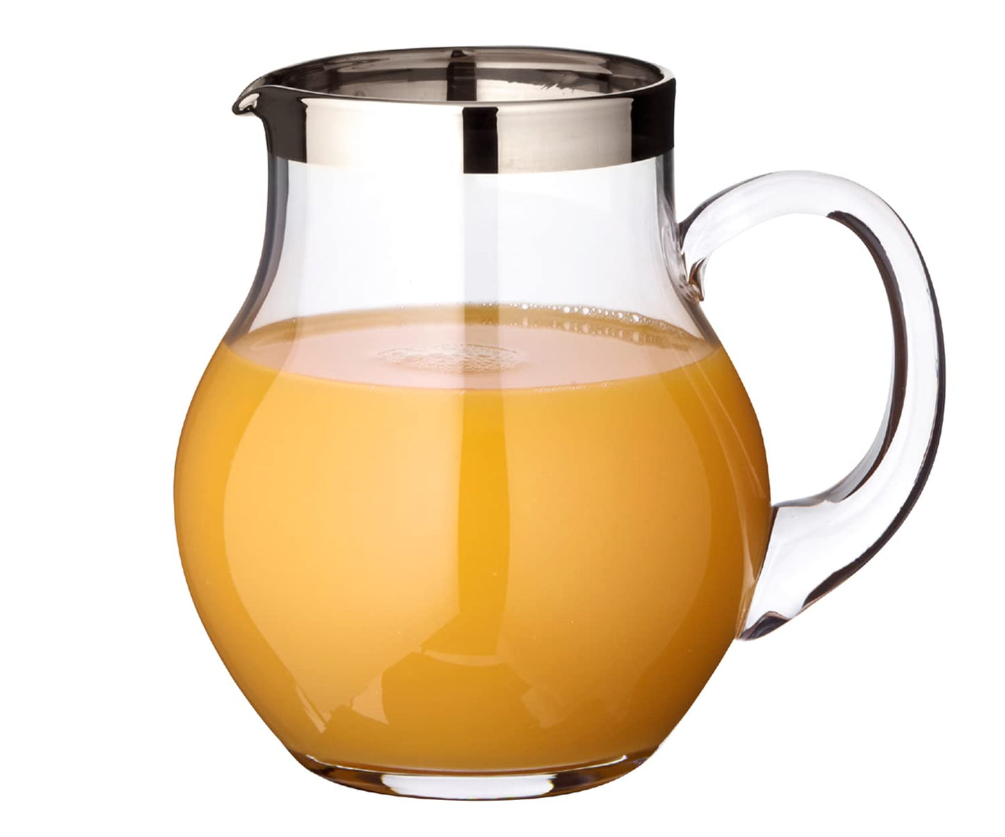EDZARD Glaskaraffe Olivia, feiner Kristallglas Krug mit Platinrand, Füllvolumen 1,0 Liter, Höhe 16 cm