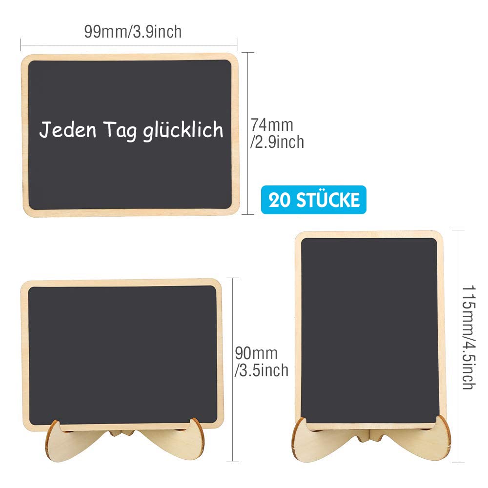 12pcs Mini Kreidetafel mit Ständer, Kleine Tafeln zum Beschriften mit Löschbar Kreidemarker, Kreidetafel Aufsteller Holz für Tischkarten Geburtstag, Platzkarten Hochzeit, Preisschilder,Buffet Schilder