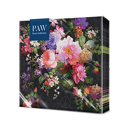 PAW - Servietten 3-lagig (33 x 33 cm) I 20 Stück I Perfekt für Geburtstage, Partys, Hochzeiten, Kommunion und Feiern I Papierservietten Bunt - Elegante Blumen I Farbe: Roses on Velvet