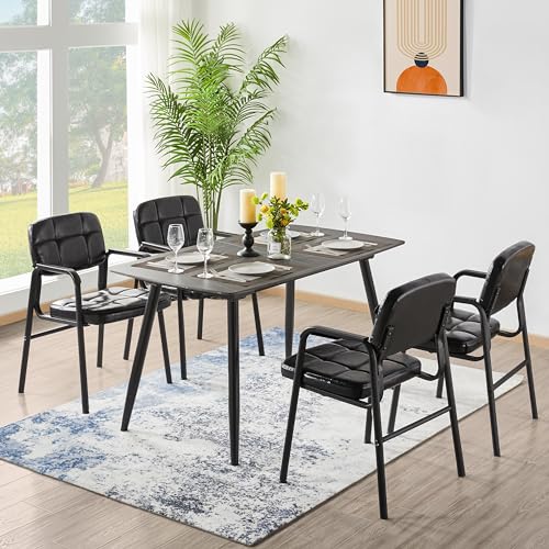 Yaheetech Besucherstühle Wartezimmerstühle Gästestühle mit Armlehne und Lehne, Konferenzraumstühle Wohnzimmerstuhl Polsterstuhl Esszimmerstuhl Kunstleder für Wohnzimmer, 2 Stück Schwarz