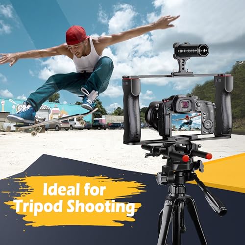 Zeadio Kamera-Video-Rig-Gehäuse, Filmmaking-Movie-Making-Kit mit oberem Griff und Arca-Typ-Basis & Stabführung, kompatibel mit Allen Kamera, Action-Kamera, DSLR etc.