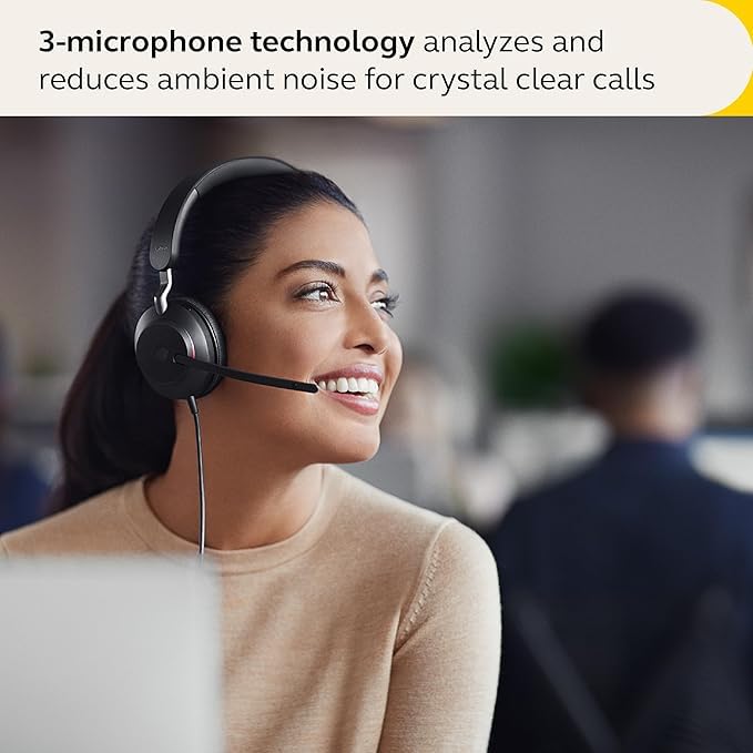 Jabra Evolve2 40 SE - Kabelgebundenes Stereo-Headset mit Geräuschunterdrückung und 3-Mikrofon-Technologie - USB-A-Kabel - für MS Teams zertifiziert, auch mit anderen Plattformen kompatibel - Schwarz