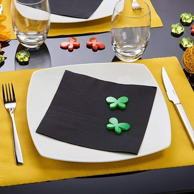 LE NAPPAGE ARTS DE LA TABLE Papierservietten, 33 x 33 cm, 2-lagig, Schwarz FSC, Zellulose, 33 x 33 cm, 50 Stück
