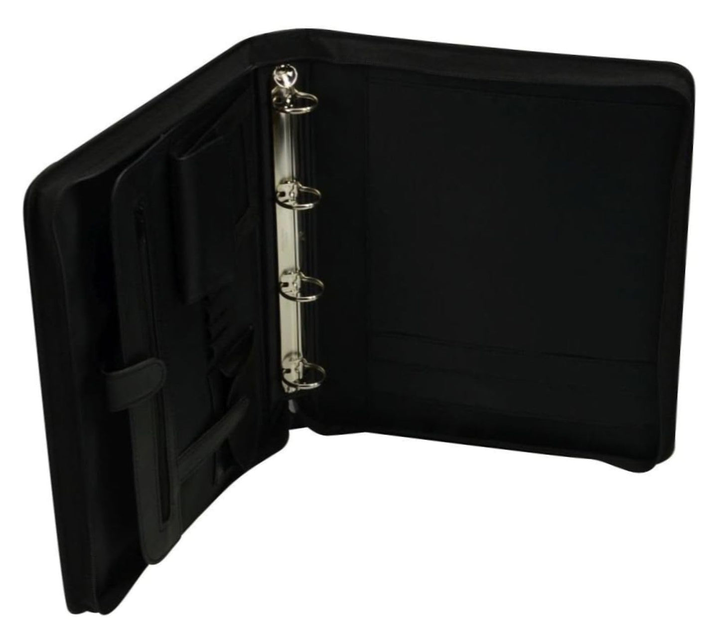 ALASSIO 30025 Tagungsmappe A4 Arezzo, Konferenzmappe mit Ringmechanik, Multifunktionstasche, Dokumententasche, Geschäftstasche aus FINEtouch-Lederimitat, Businesstasche schwarz ca. 36 × 30 × 6 cm