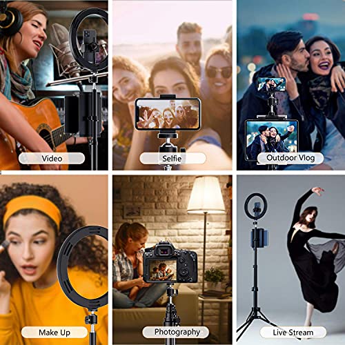 PEYOU Ringlicht mit Stativ Handy,[Tablet-Halter] LED Ringlight mit Tischstativ(12"/185cm),1 Satz für alle Geräte,für YouTube, Selfie, Live-Stream, Makeup,Fotografie,Kompatibel mit Smartphone, USB