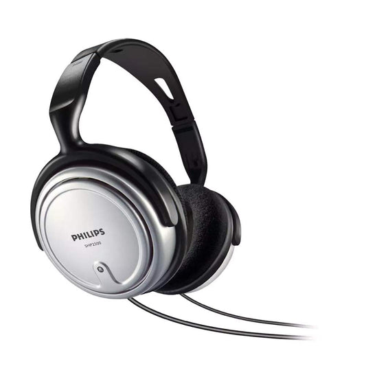 Philips Audio SHP2500/10 HiFi TV Kopfhörer (Exzellenter Sound, Geräuschisolation, idealer Sitz, Lautstärkeregler, Extralanges 6 m Kabel) silber/schwarz, Vorband verstellbar