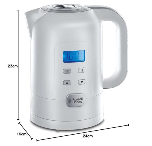 Russell Hobbs Wasserkocher mit Temperatureinstellung Digital [25°-100°C, u.a. für Babynahrung, Soll & Ist-Temperatur-LCD Anzeige] Precision Control (1,7l, 2200W, Warmhaltefunktion, Babymilch) 21150-70